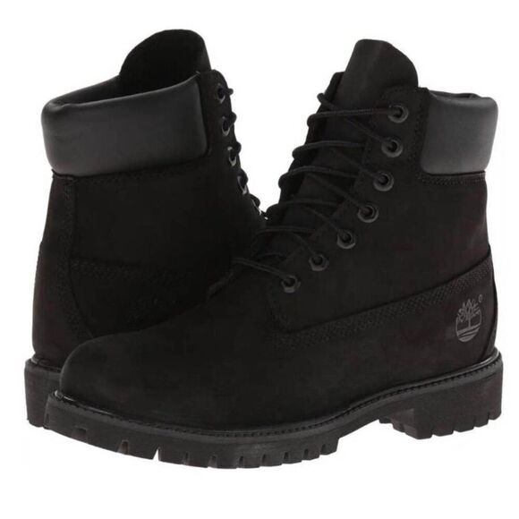 TIMBERLAND 6 Inch Premium Waterproof Boot In Black Size 6Y/W8 - Picture 1 of 9